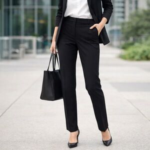 Lafayette 148 Irving Black Virgin Wool Stretch Dress Pants Career Womens 8